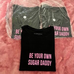 Black T-Shirt with Pink Text